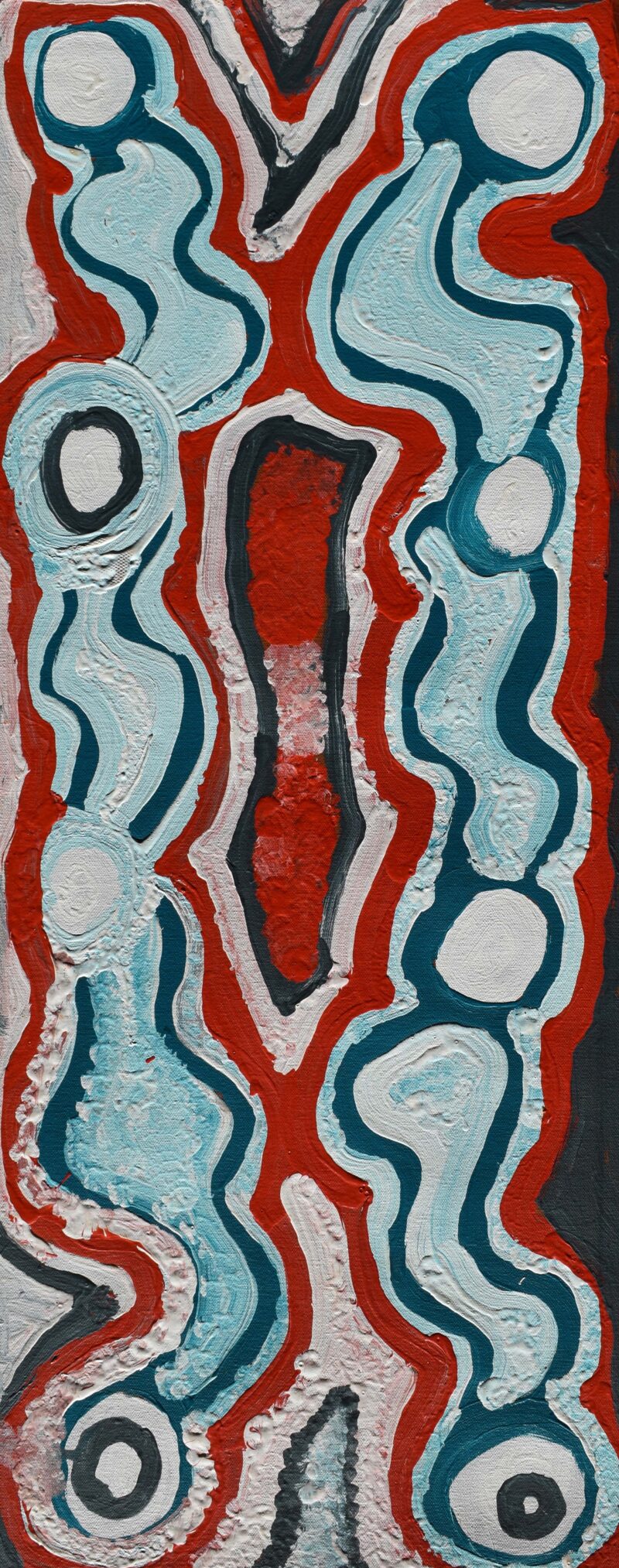 Snake (Black-headed Python) Dreaming - Warna (Mulyukuna) Jukurrpa (Nungarrayi, Napaljarri-kirlangu) - Painting - Lily Hargraves