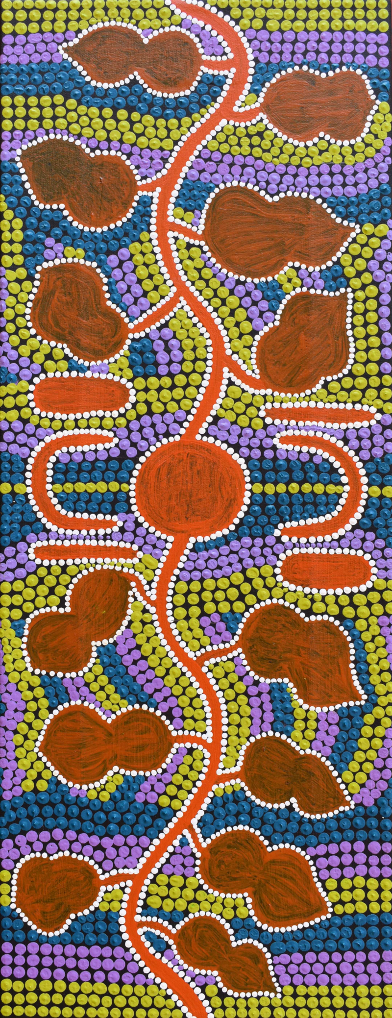 Bush Potato Dreaming - Yarla Jukurrpa (Nakamarra, Napurrurla-kurlangu) - Painting - Claudia Walker